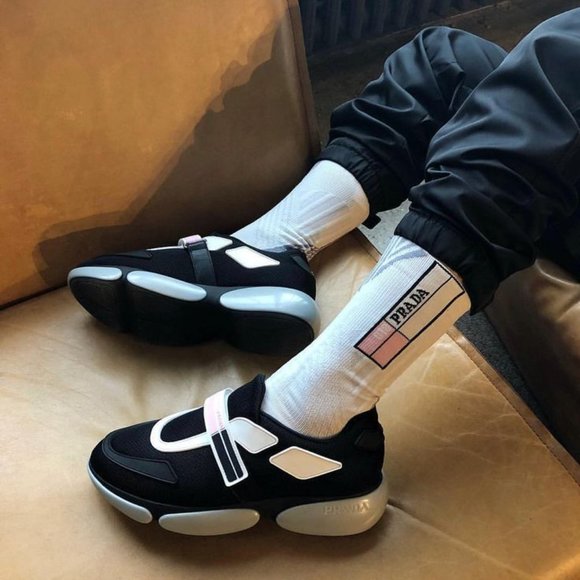 PRADA CLOUDBUST LOGO VELCRO BLACK SNEAKERS - Picture 6 of 7